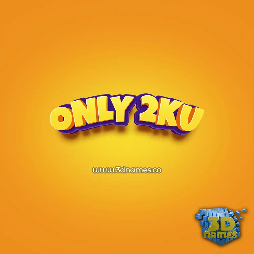 only 2ku in Orange Toon style - 3D name wallpaper