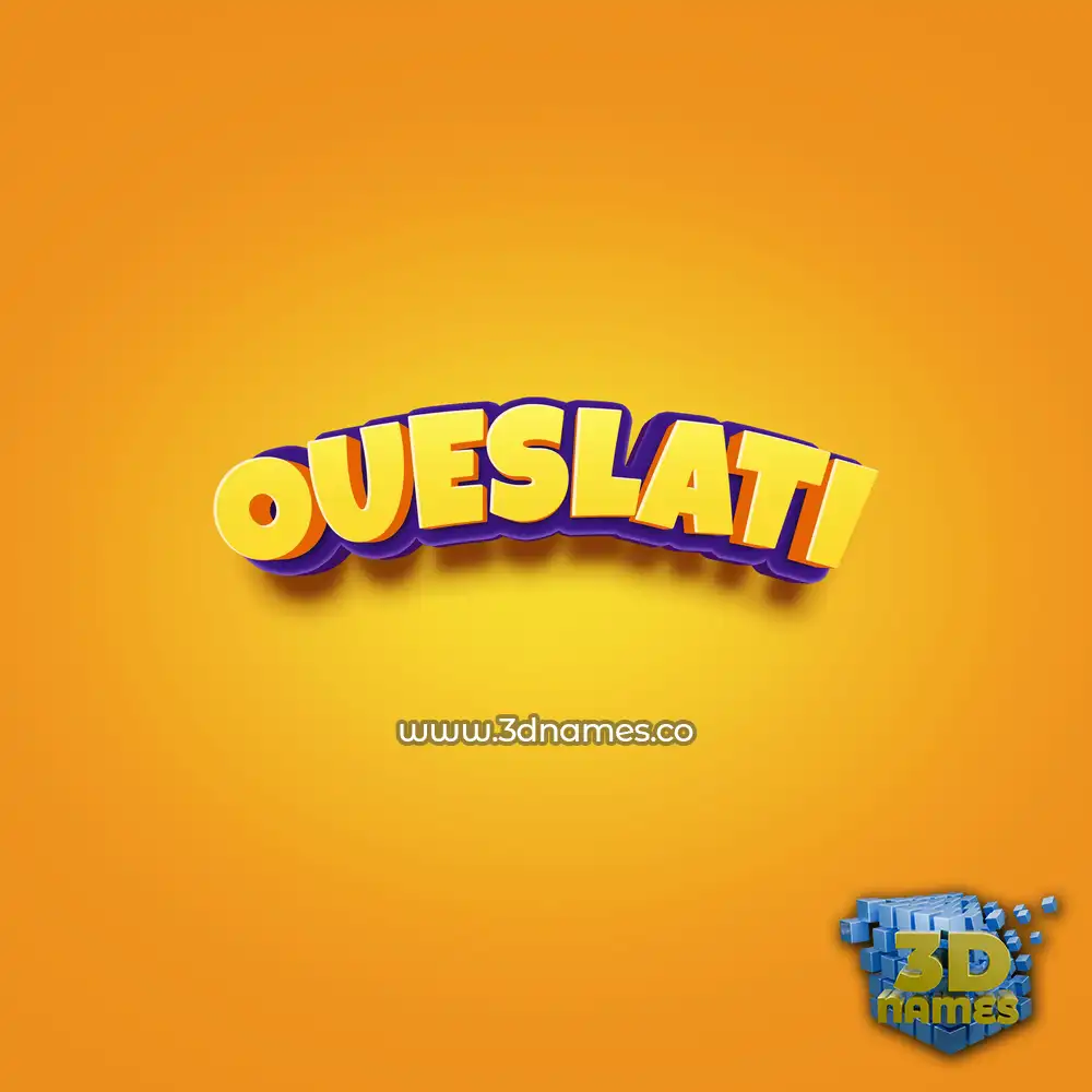 oueslati in Orange Toon style - 3D name wallpaper
