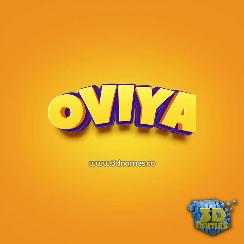 oviya in Orange Toon style - 3D name wallpaper