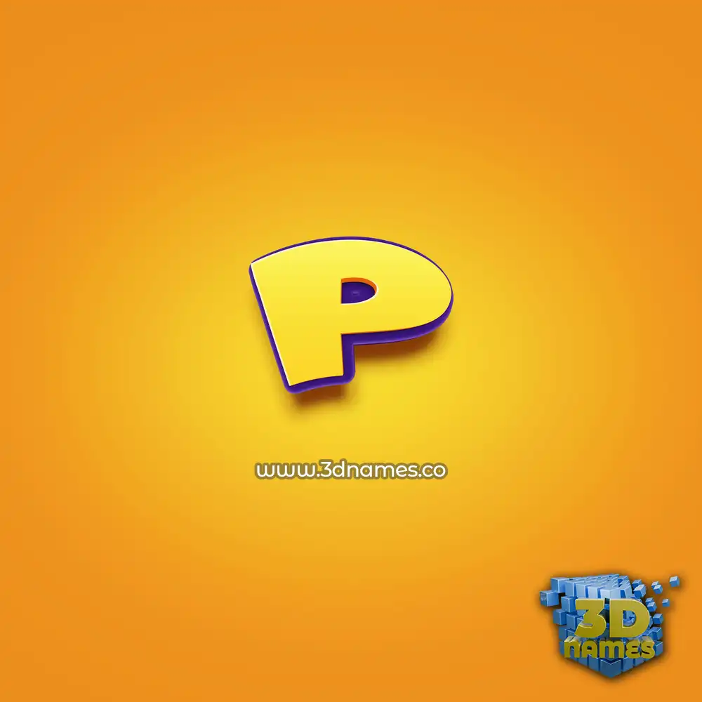 p in Orange Toon style - 3D name wallpaper