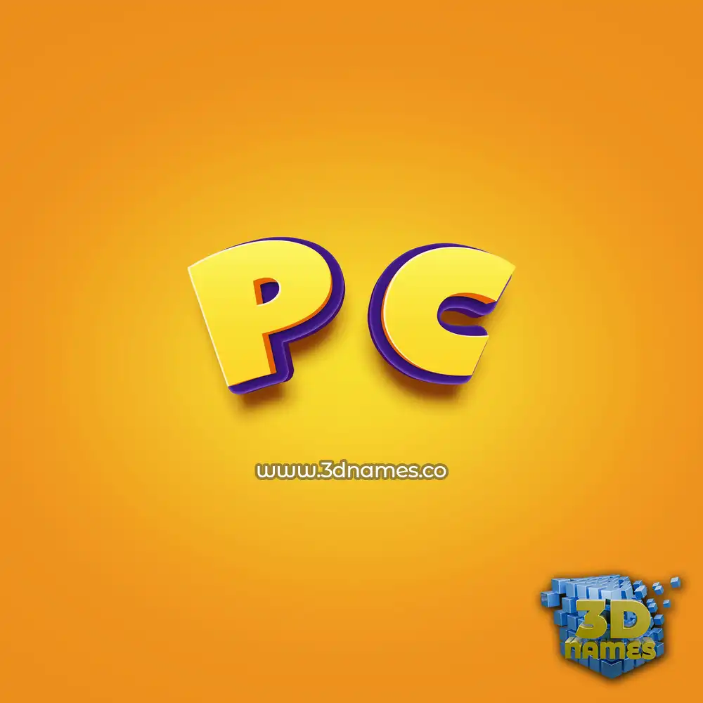 p c in Orange Toon style - 3D name wallpaper