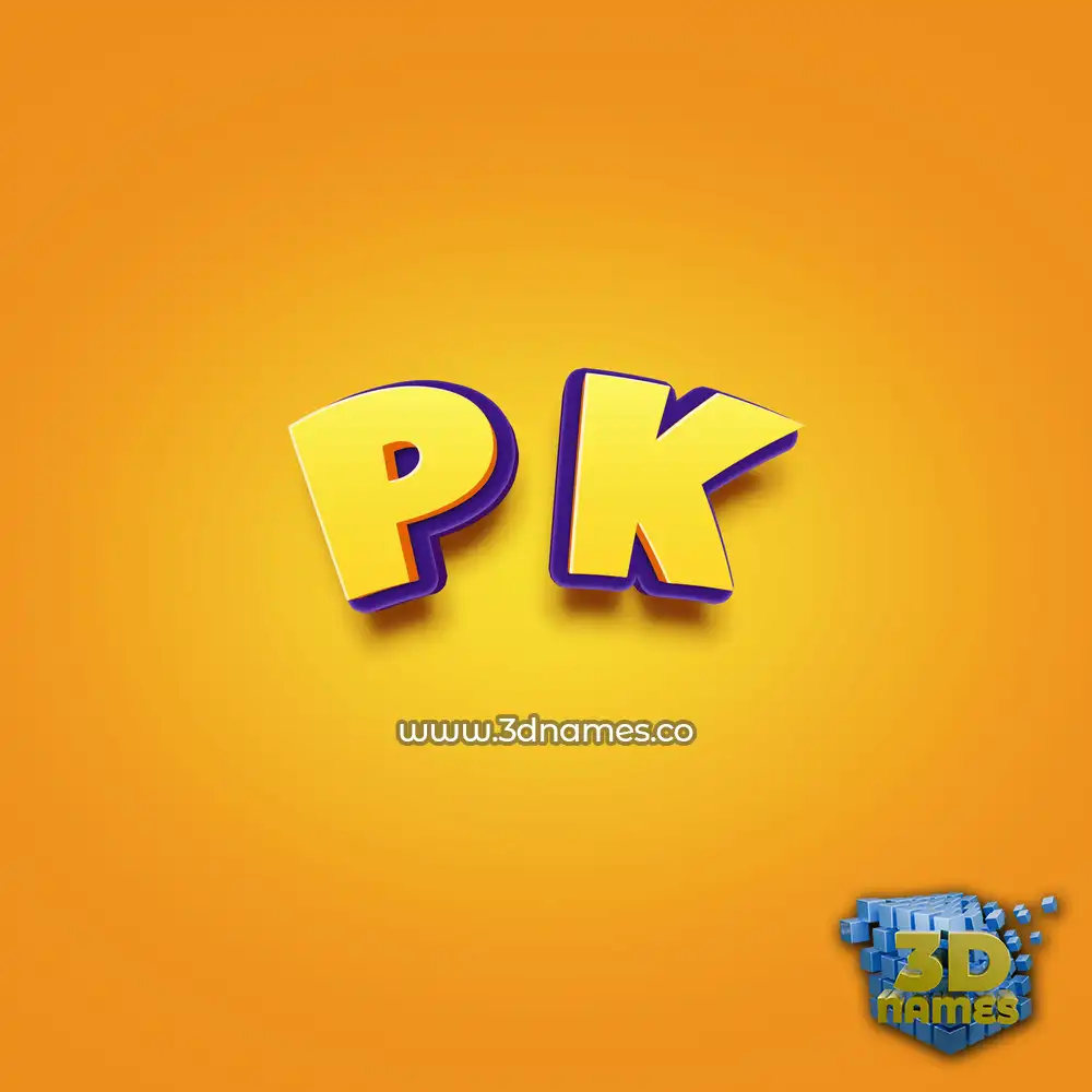 p k in Orange Toon style - 3D name wallpaper