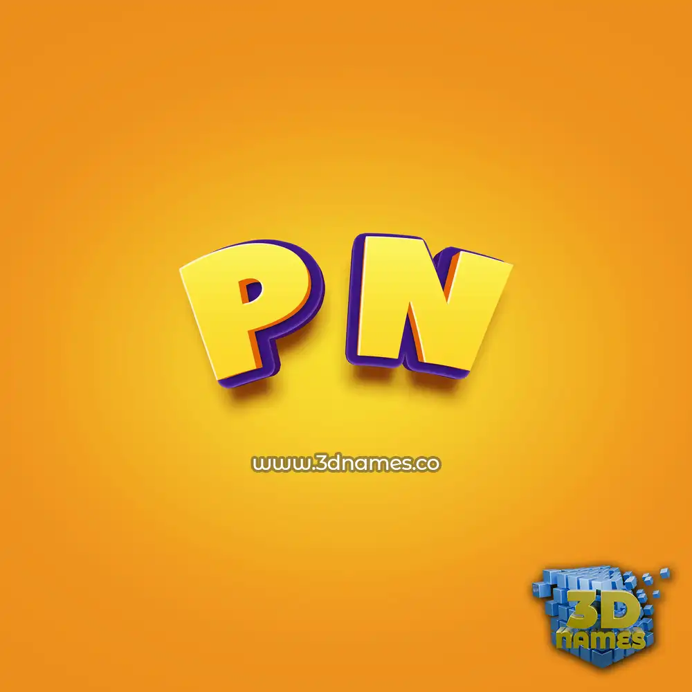 p n in Orange Toon style - 3D name wallpaper