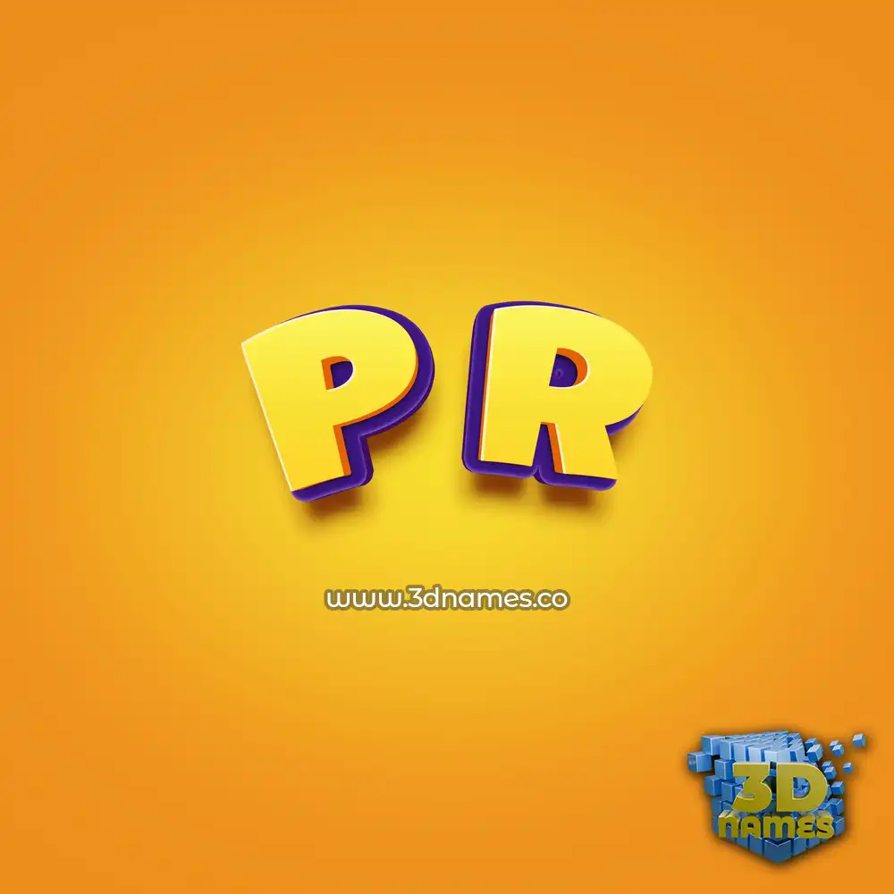 p r in Orange Toon style - 3D name wallpaper
