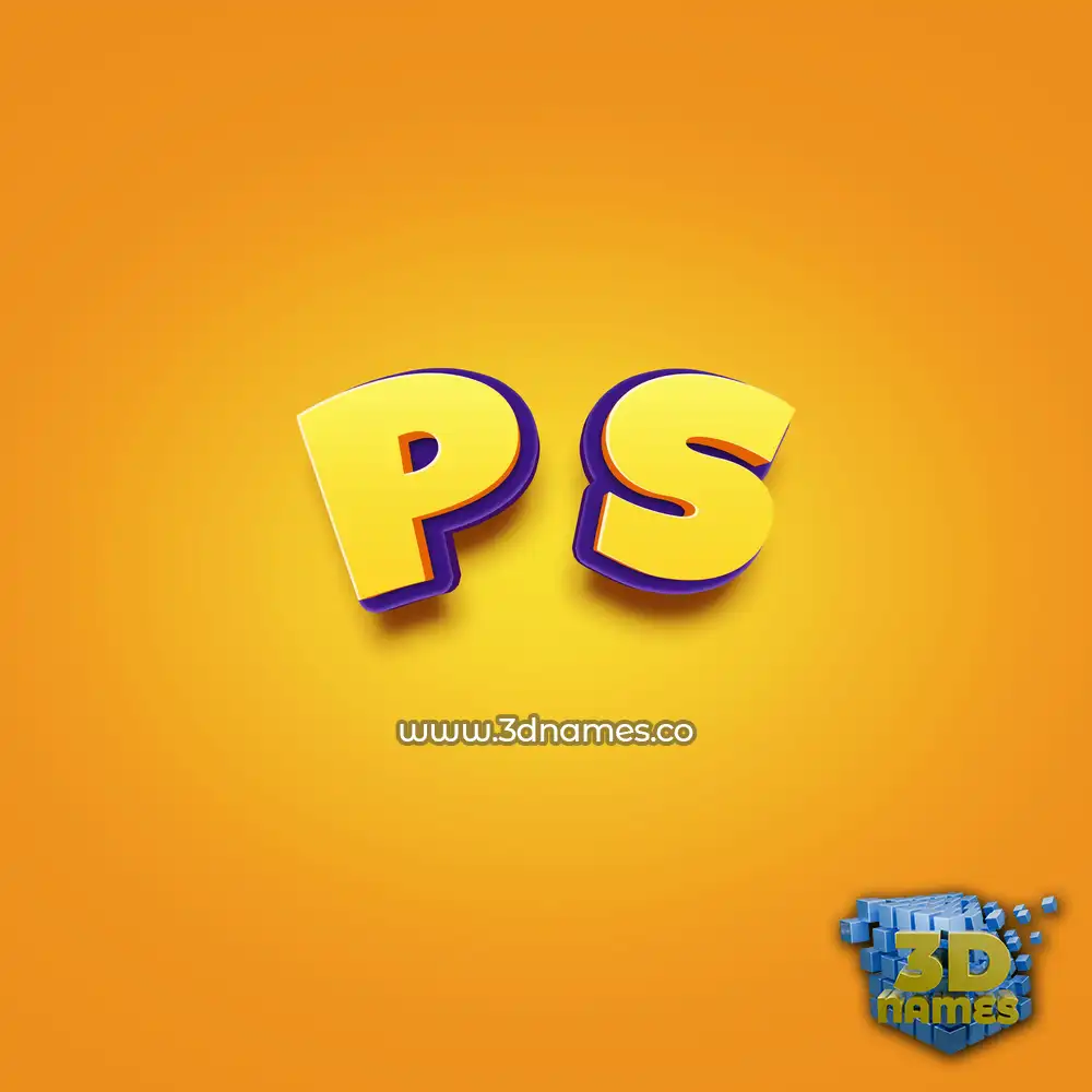 p s in Orange Toon style - 3D name wallpaper