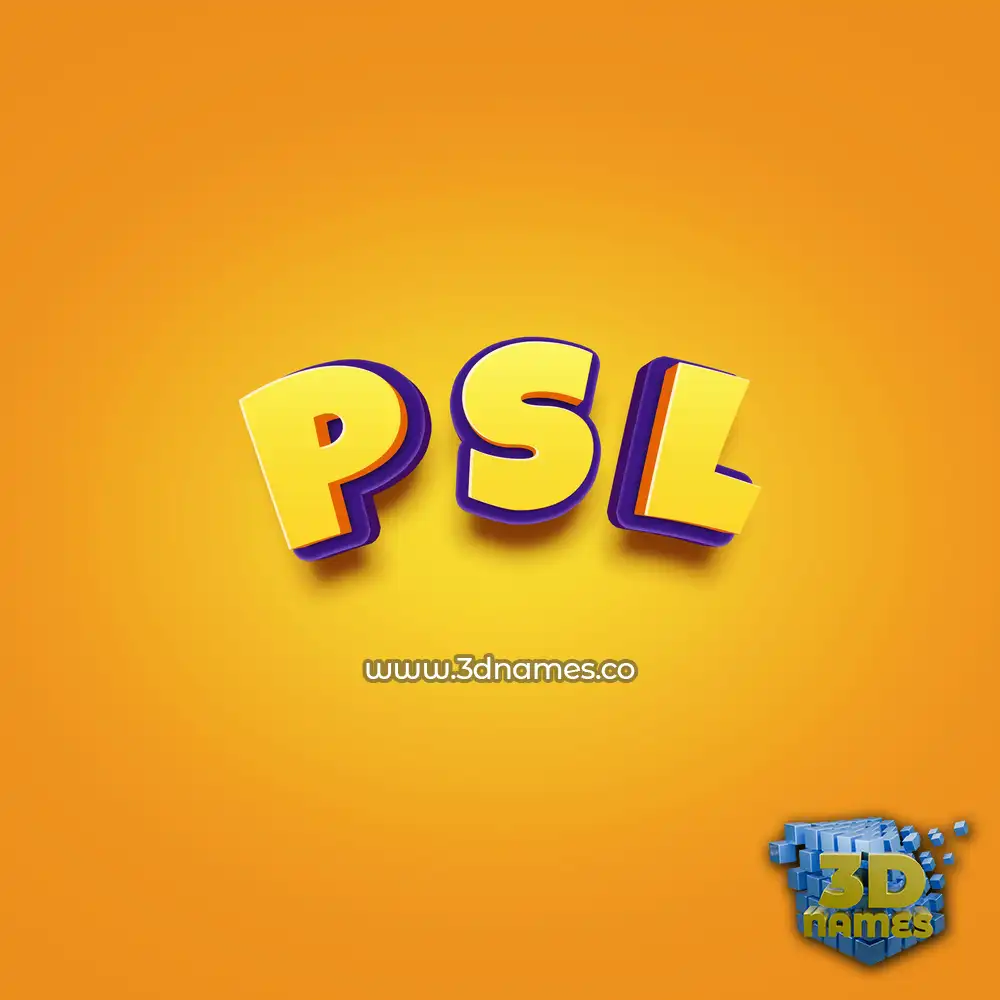 p s l in Orange Toon style - 3D name wallpaper