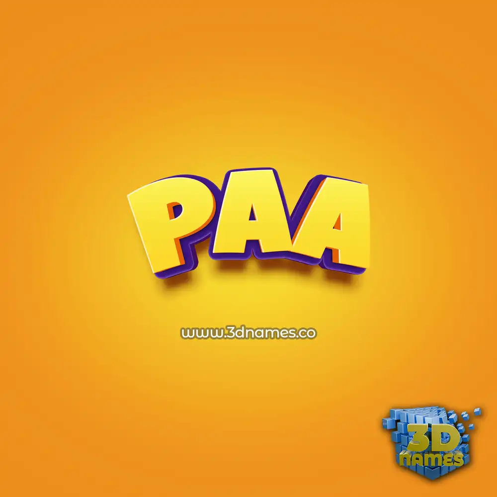 paa in Orange Toon style - 3D name wallpaper