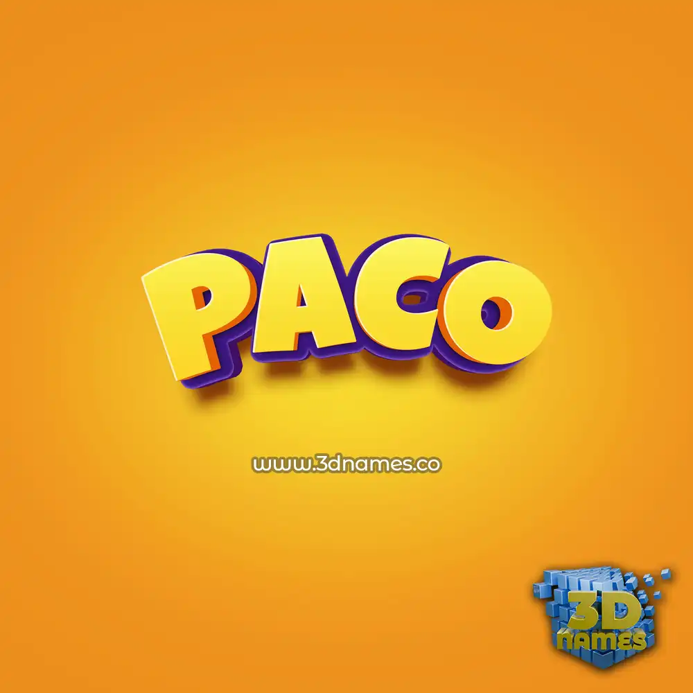 paco in Orange Toon style - 3D name wallpaper