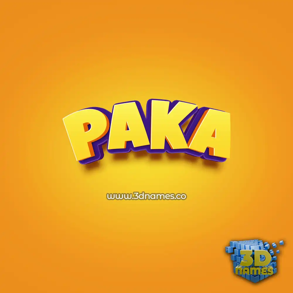 paka in Orange Toon style - 3D name wallpaper