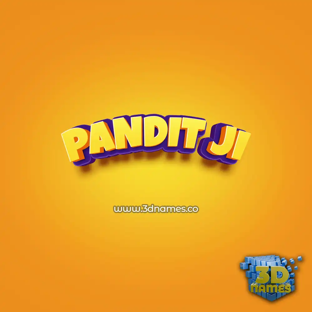 pandit ji in Orange Toon style - 3D name wallpaper