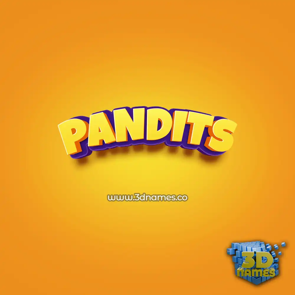 pandits in Orange Toon style - 3D name wallpaper