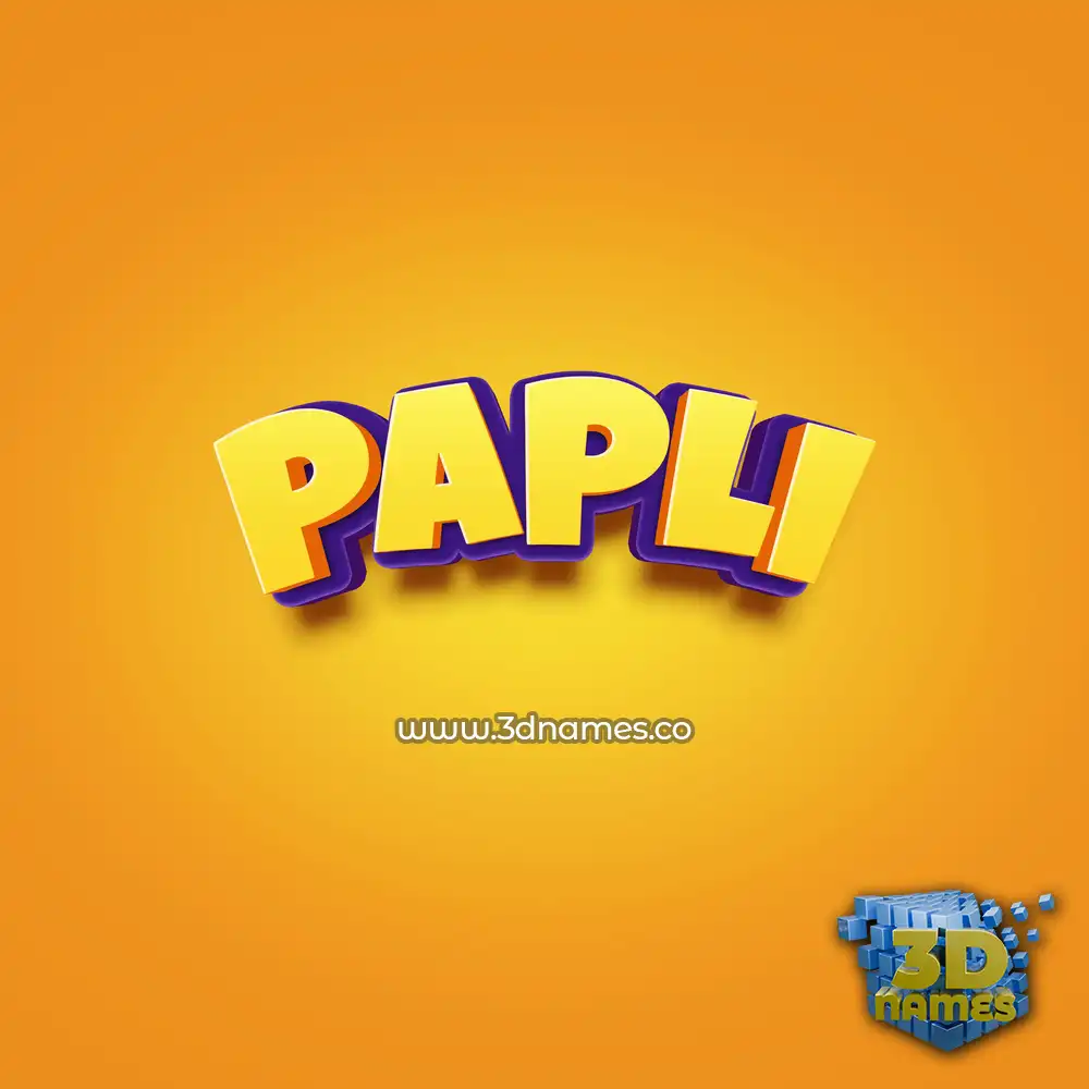 papli in Orange Toon style - 3D name wallpaper