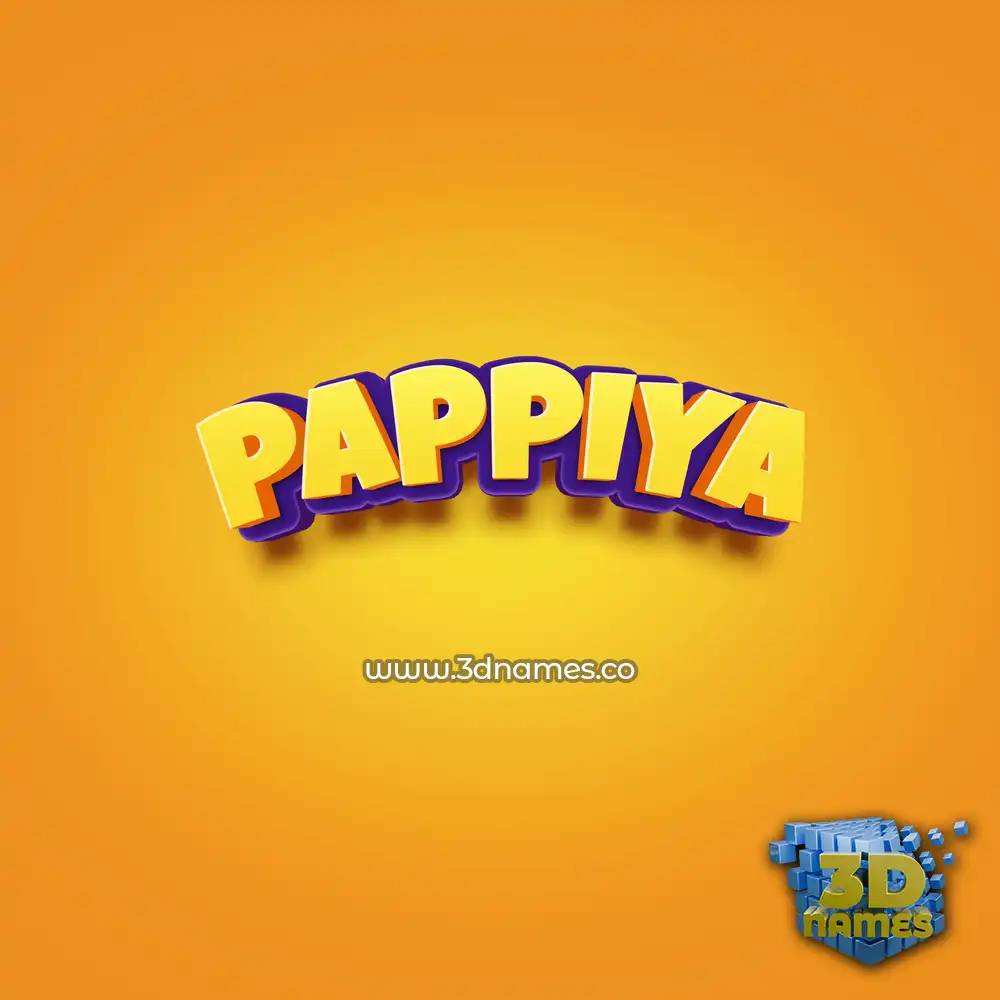 pappiya in Orange Toon style - 3D name wallpaper