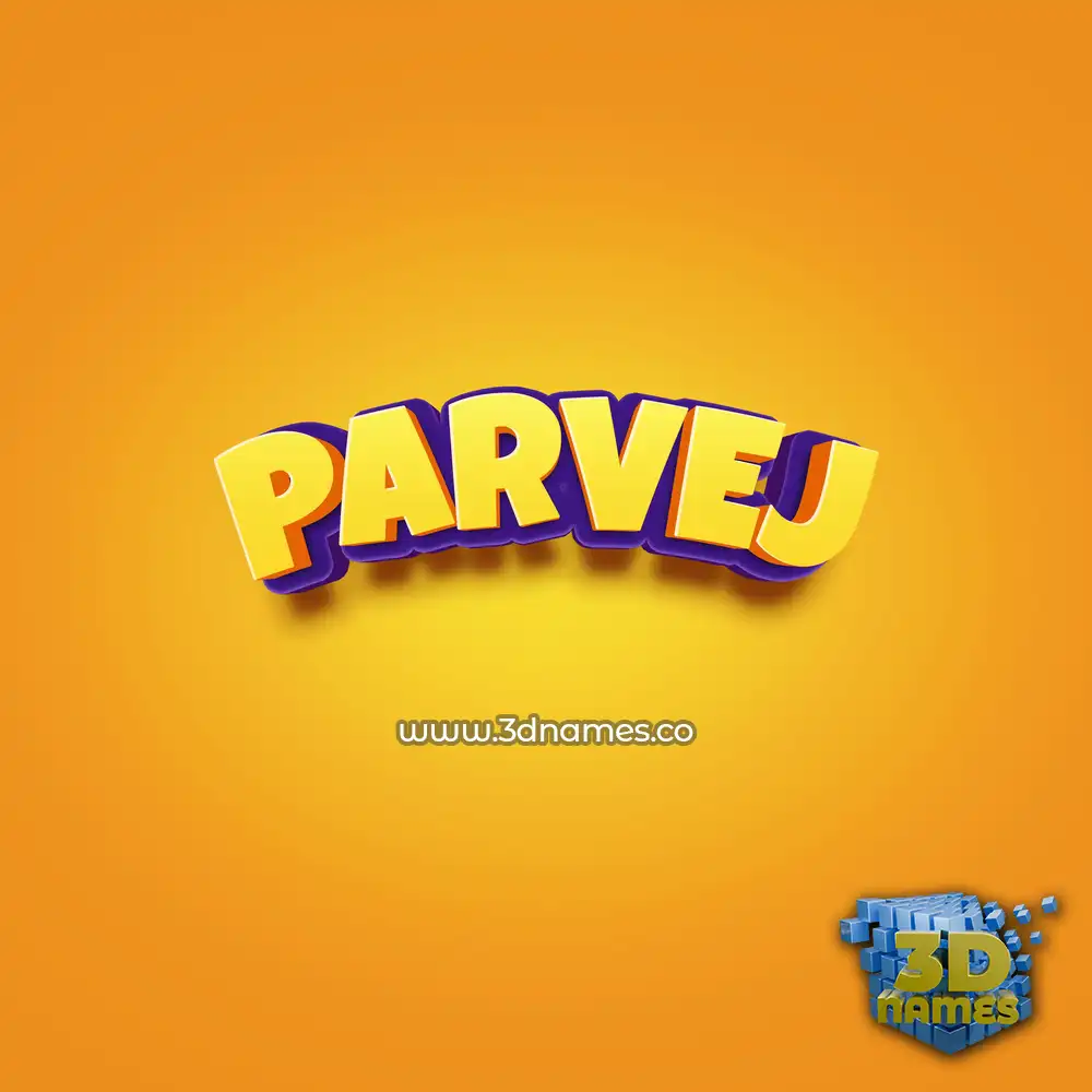 parvej in Orange Toon style - 3D name wallpaper