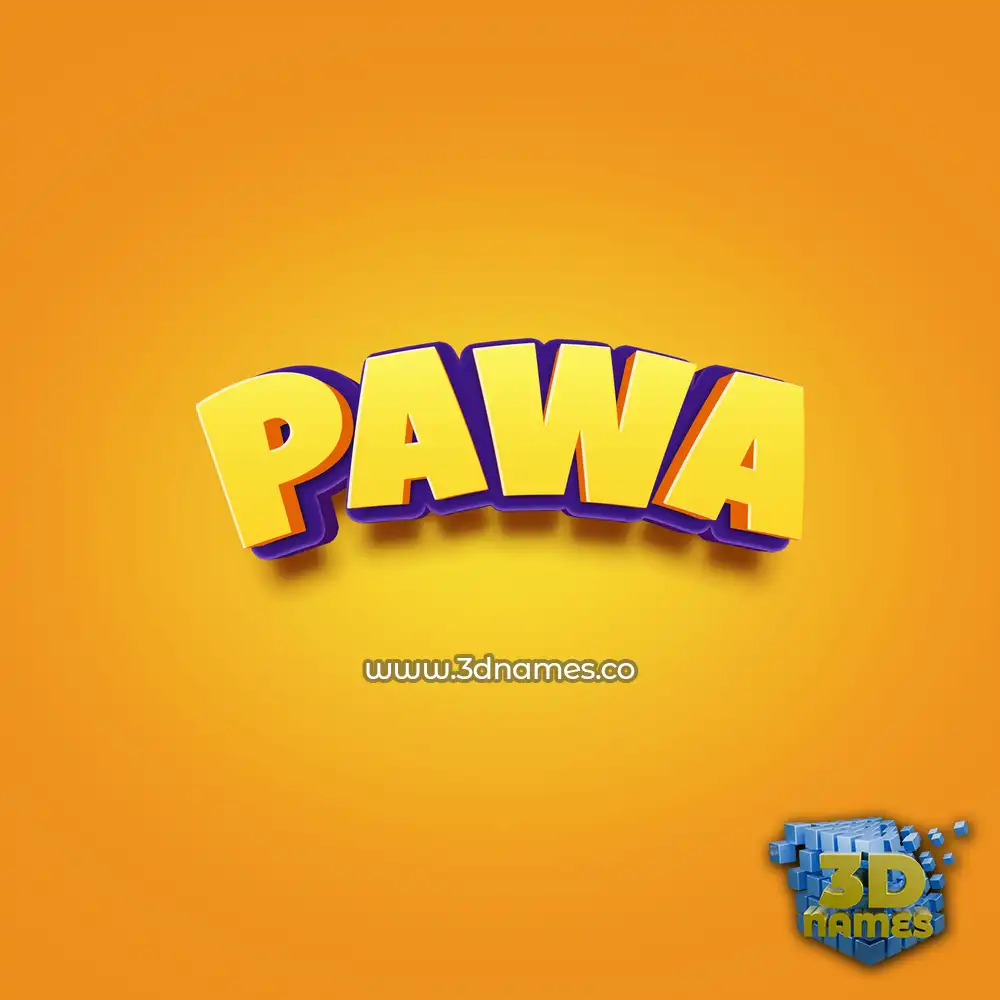 pawa in Orange Toon style - 3D name wallpaper