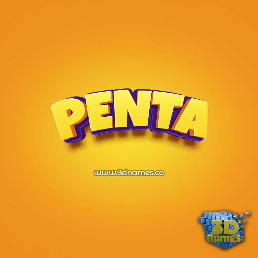penta in Orange Toon style - 3D name wallpaper