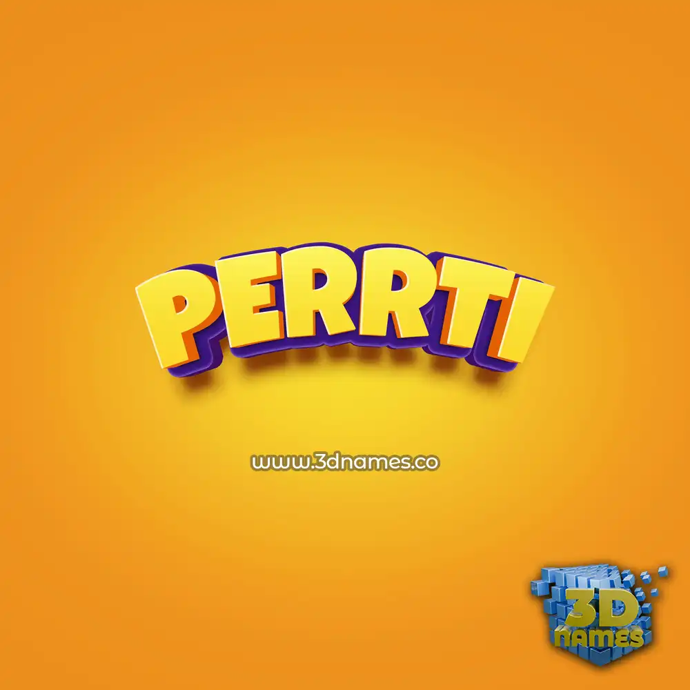 perrti in Orange Toon style - 3D name wallpaper