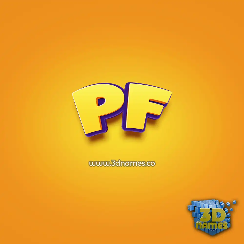 pf in Orange Toon style - 3D name wallpaper