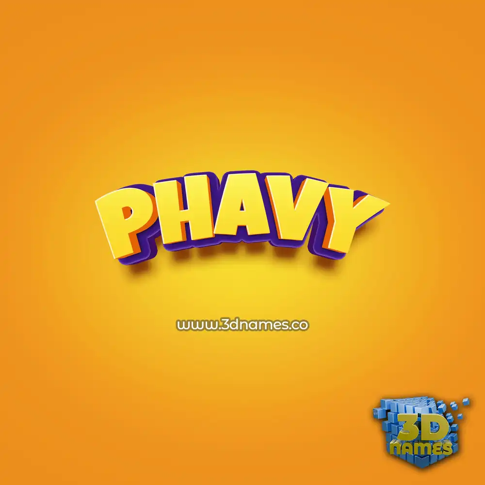 phavy in Orange Toon style - 3D name wallpaper
