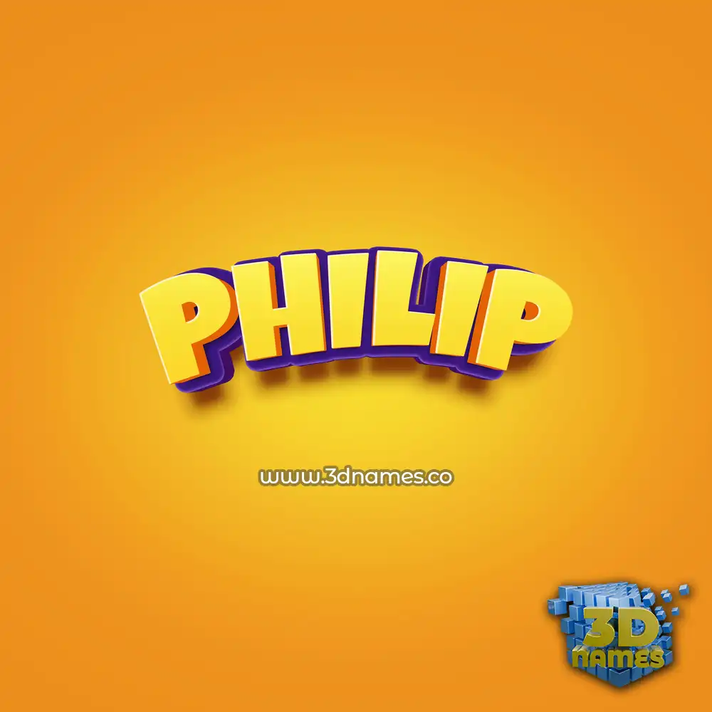 philip in Orange Toon style - 3D name wallpaper