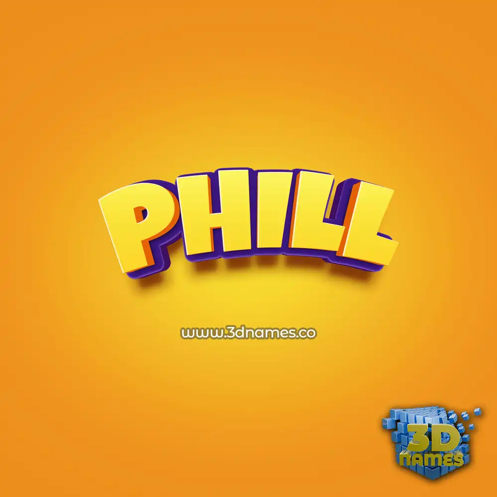 phill in Orange Toon style - 3D name wallpaper