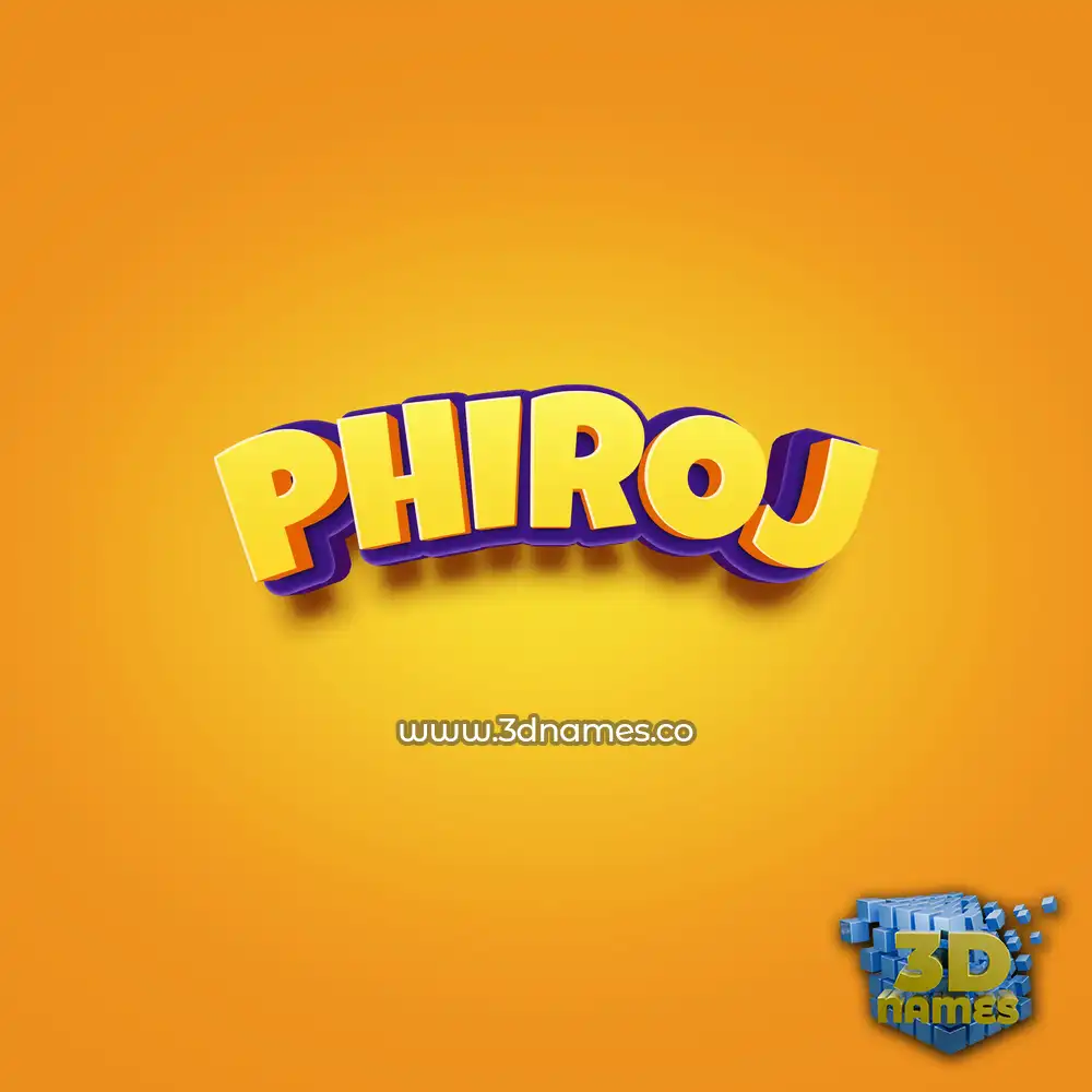 phiroj in Orange Toon style - 3D name wallpaper
