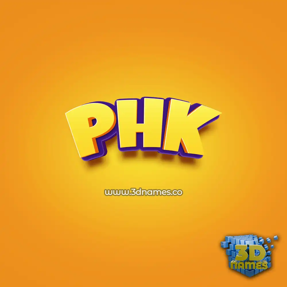 phk in Orange Toon style - 3D name wallpaper