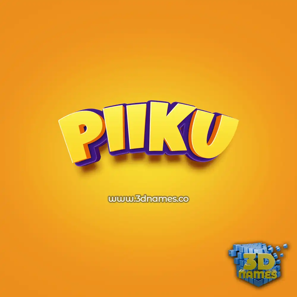 piiku in Orange Toon style - 3D name wallpaper