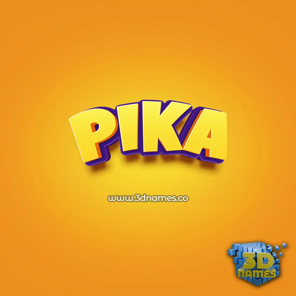 pika in Orange Toon style - 3D name wallpaper