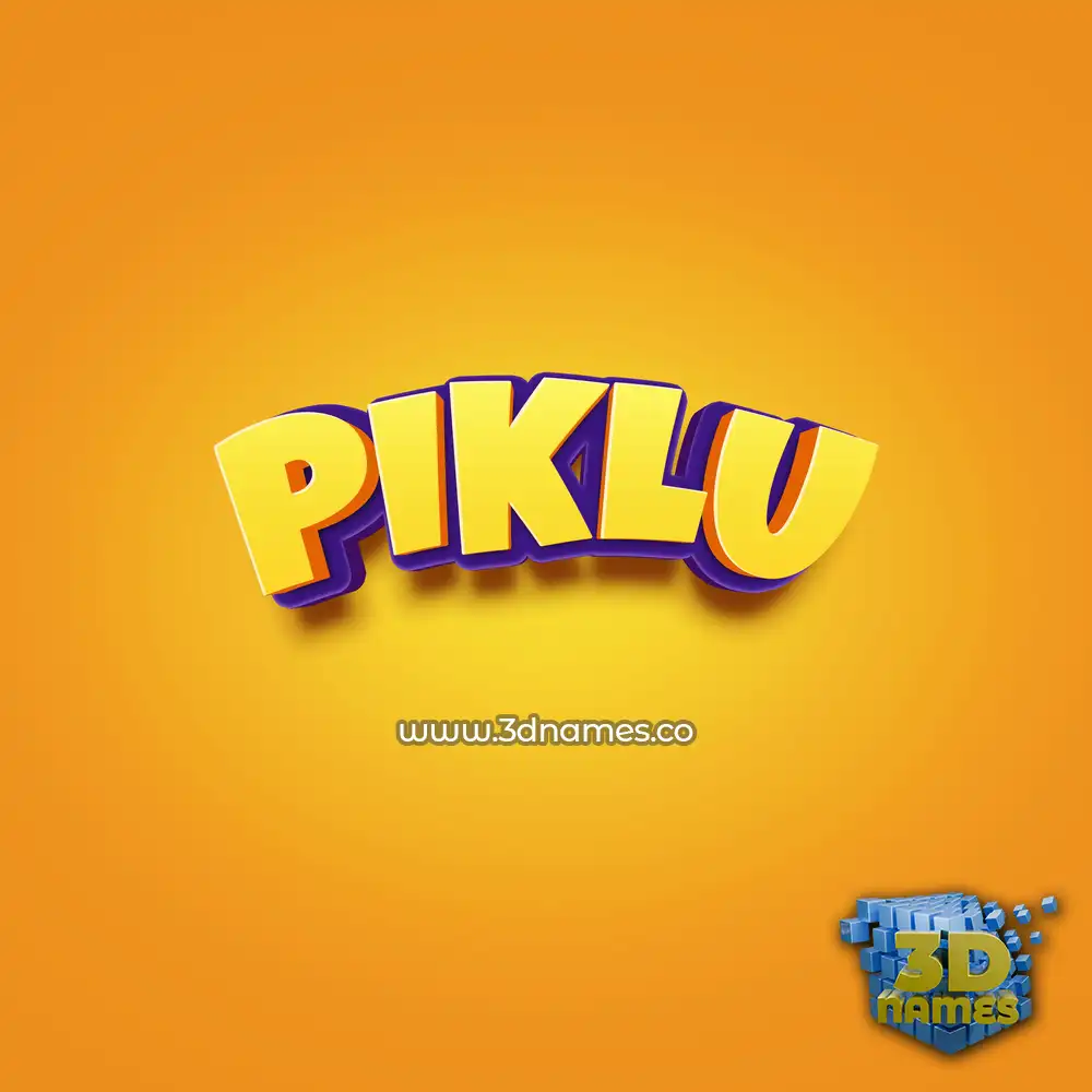 piklu in Orange Toon style - 3D name wallpaper