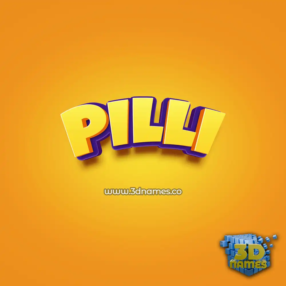 pilli in Orange Toon style - 3D name wallpaper