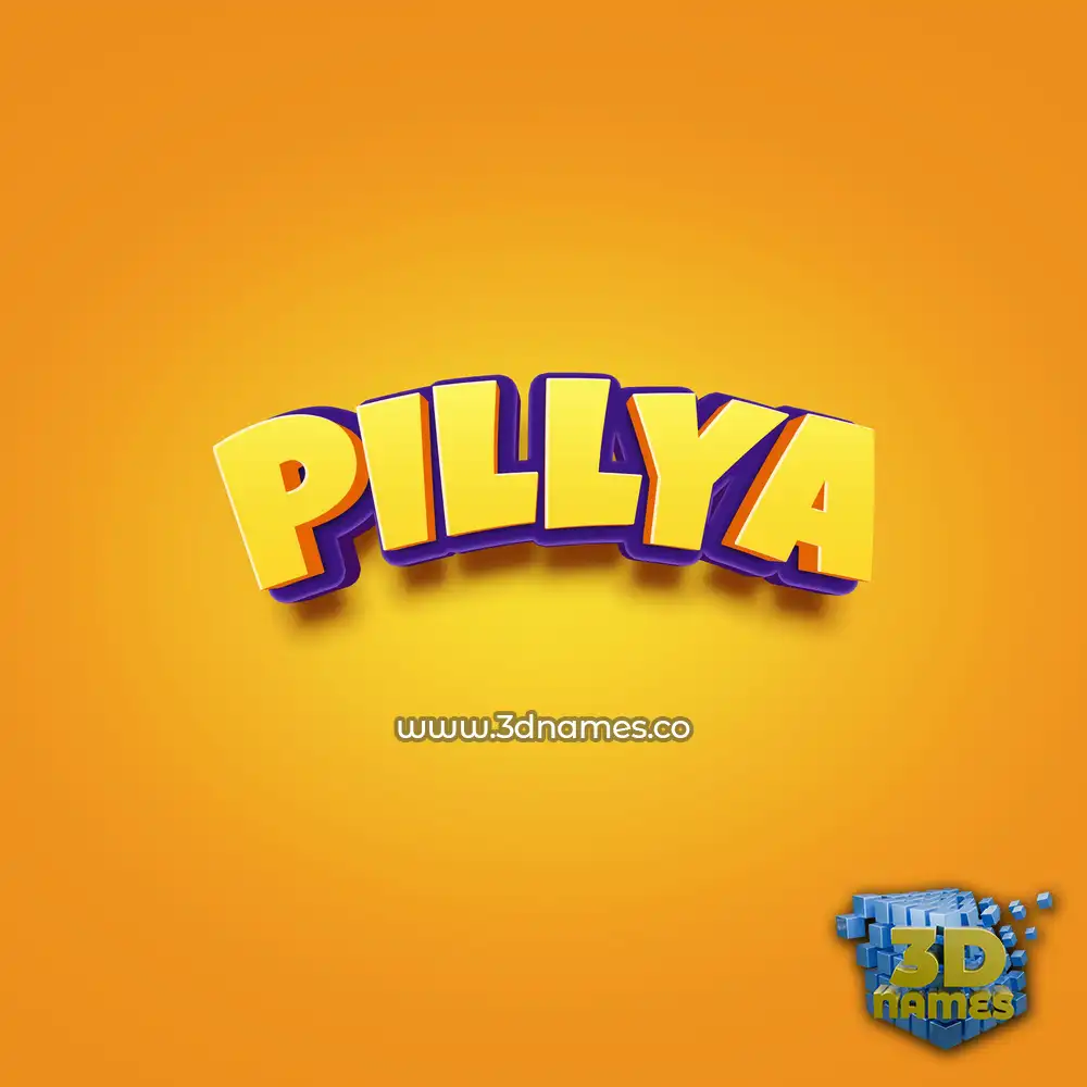 pillya in Orange Toon style - 3D name wallpaper