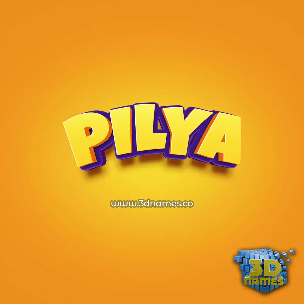 pilya in Orange Toon style - 3D name wallpaper