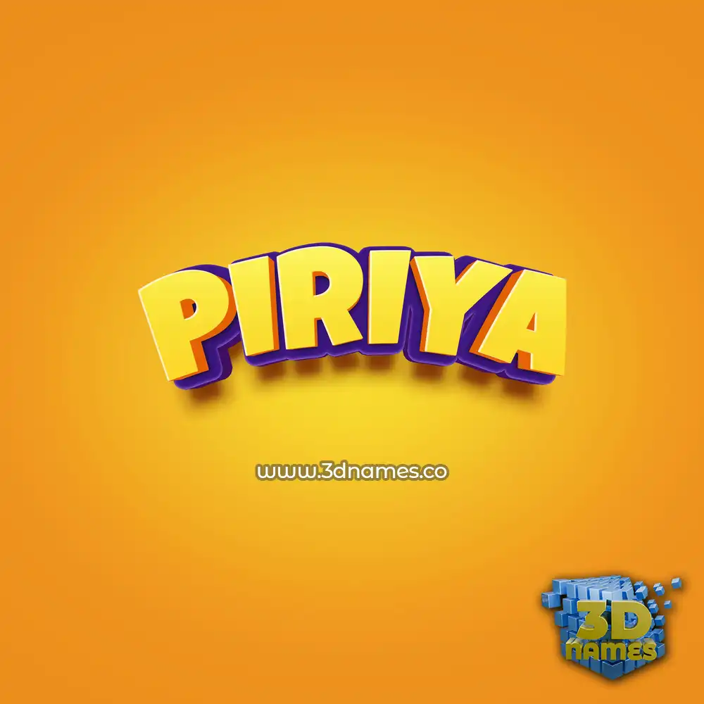 piriya in Orange Toon style - 3D name wallpaper