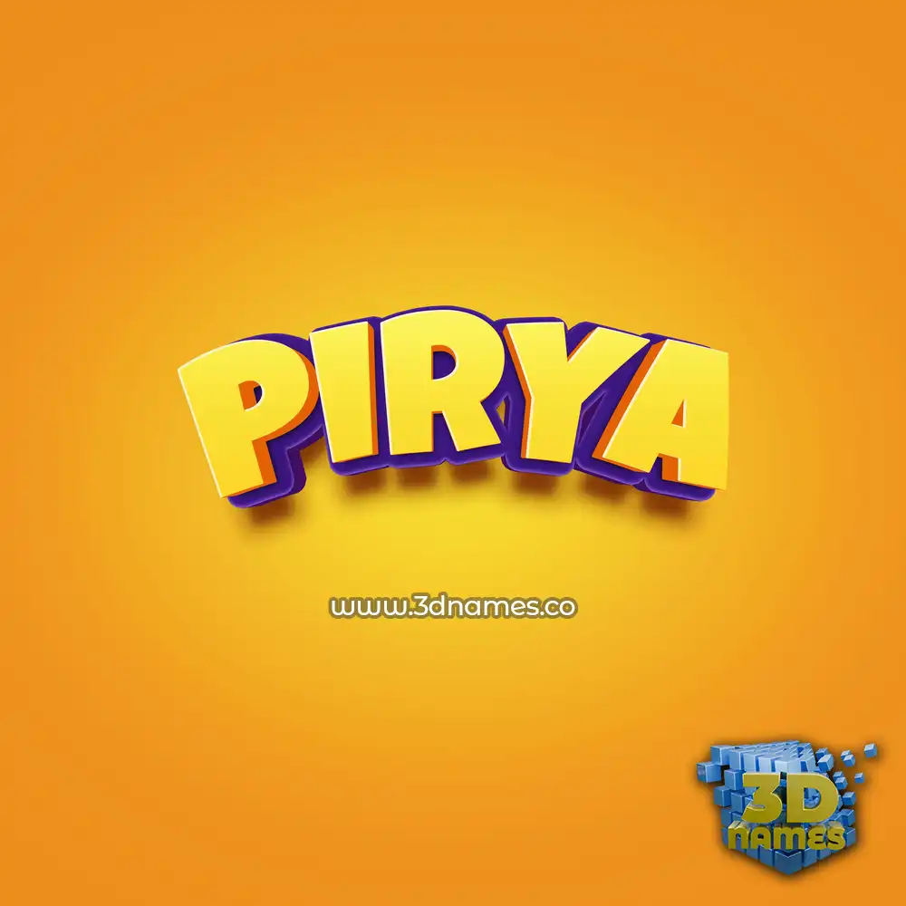 pirya in Orange Toon style - 3D name wallpaper
