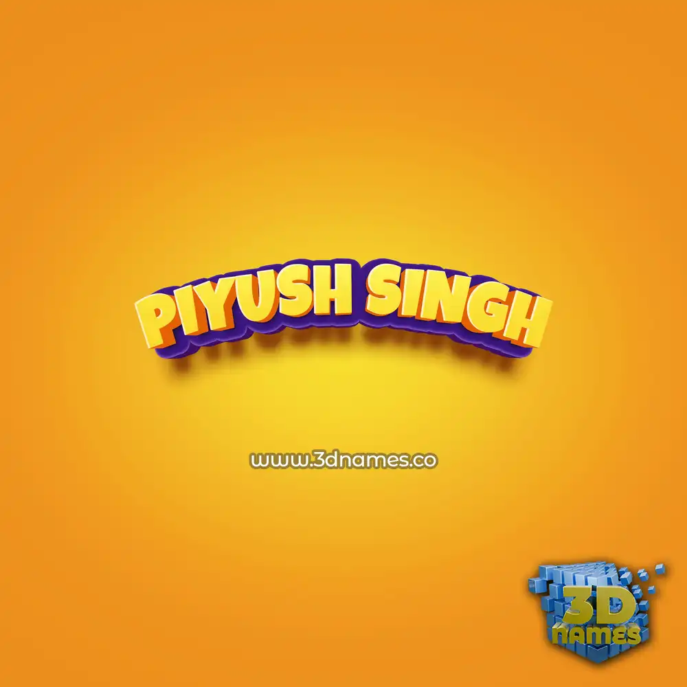 piyush singh in Orange Toon style - 3D name wallpaper