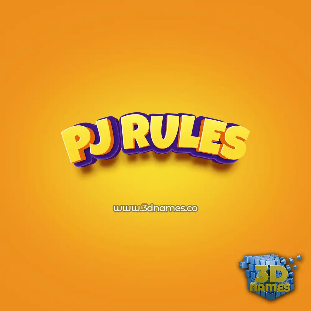 pj rules in Orange Toon style - 3D name wallpaper