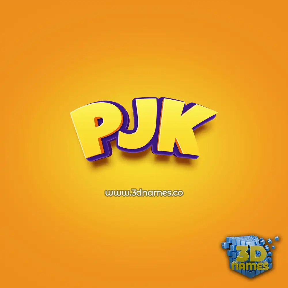pjk in Orange Toon style - 3D name wallpaper