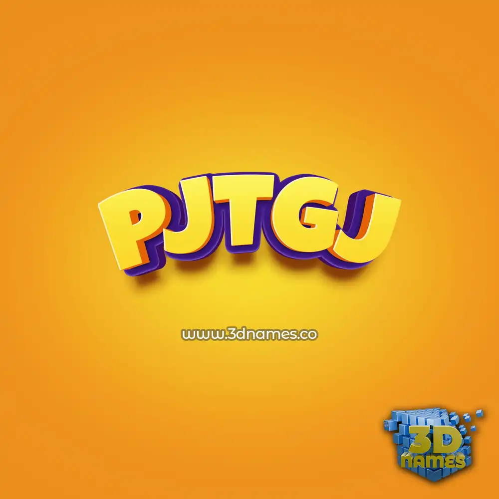 pjtgj in Orange Toon style - 3D name wallpaper