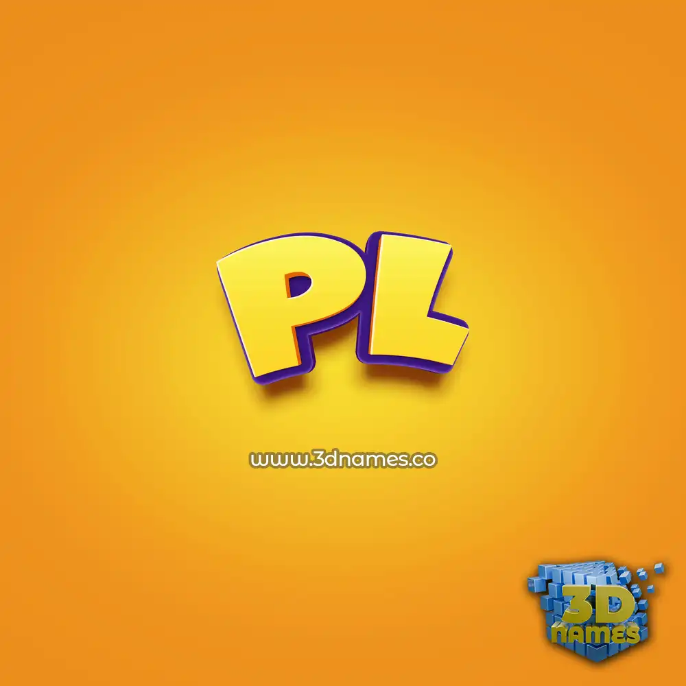 pl in Orange Toon style - 3D name wallpaper
