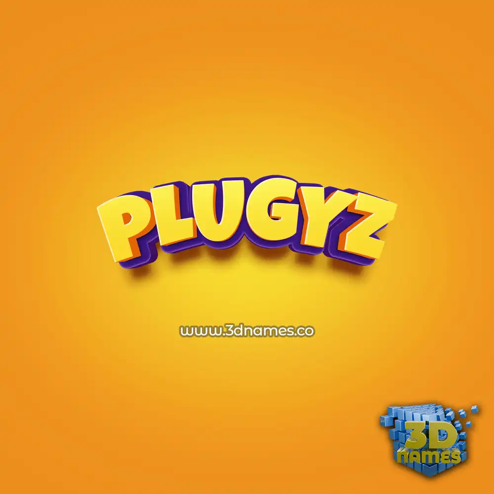 plugyz in Orange Toon style - 3D name wallpaper
