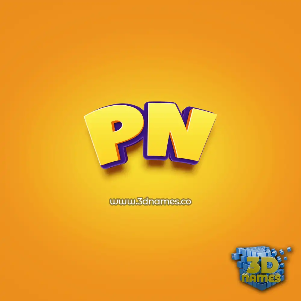pn in Orange Toon style - 3D name wallpaper
