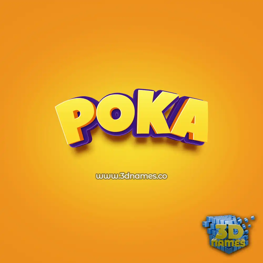 poka in Orange Toon style - 3D name wallpaper