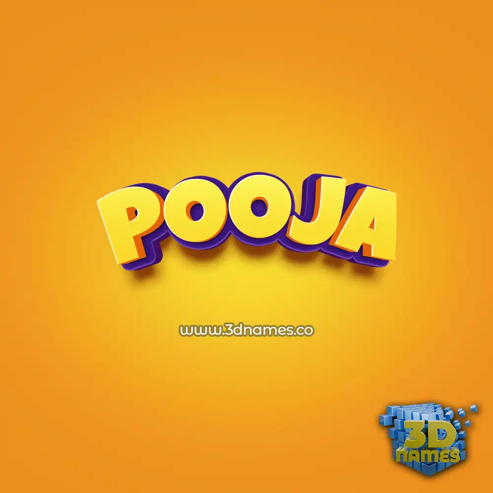 pooja in Orange Toon style - 3D name wallpaper