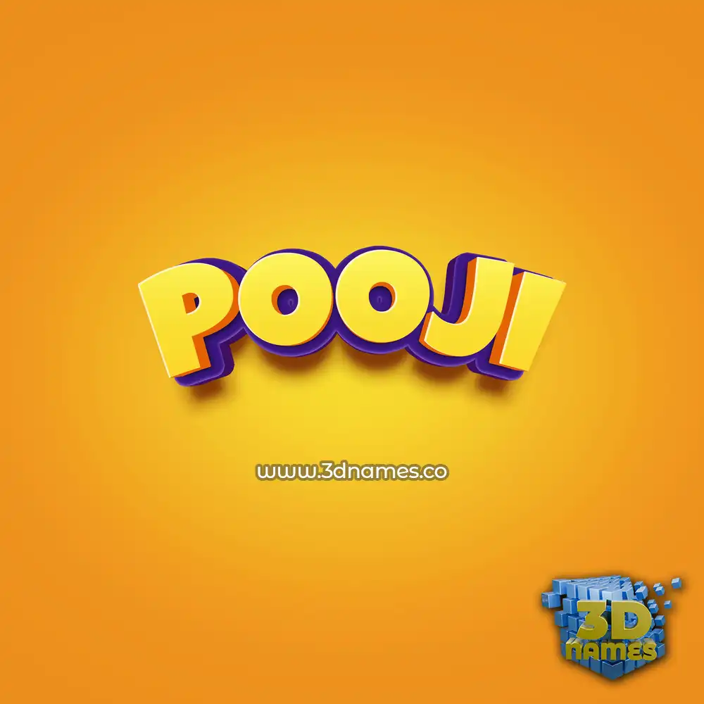 pooji in Orange Toon style - 3D name wallpaper