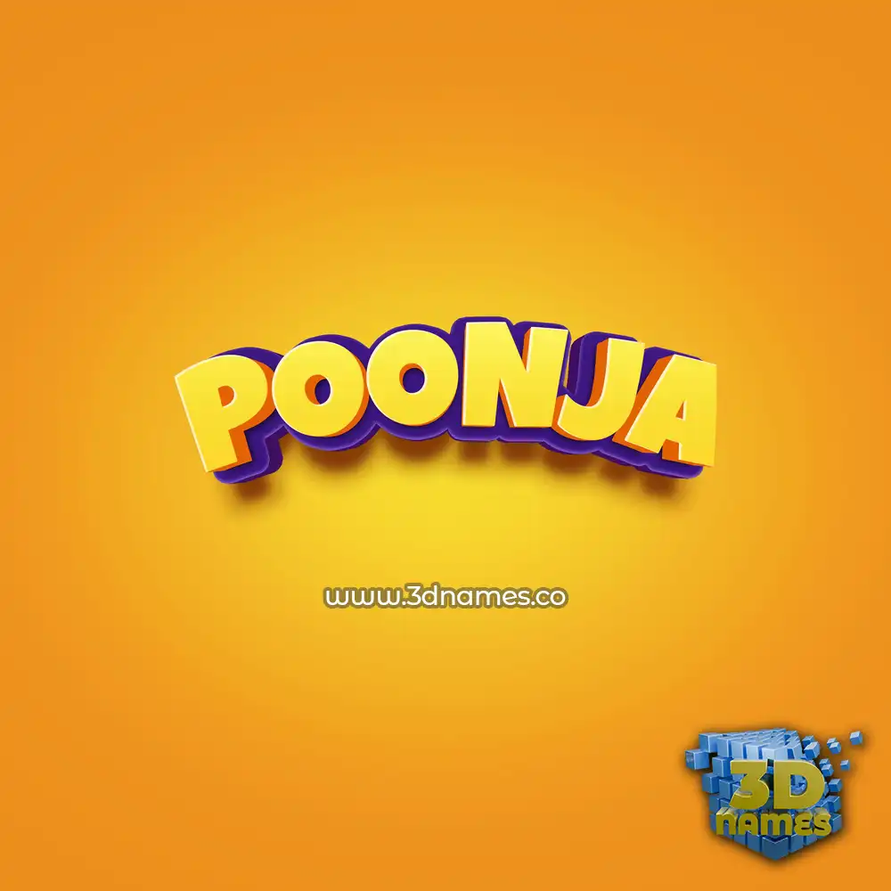 poonja in Orange Toon style - 3D name wallpaper
