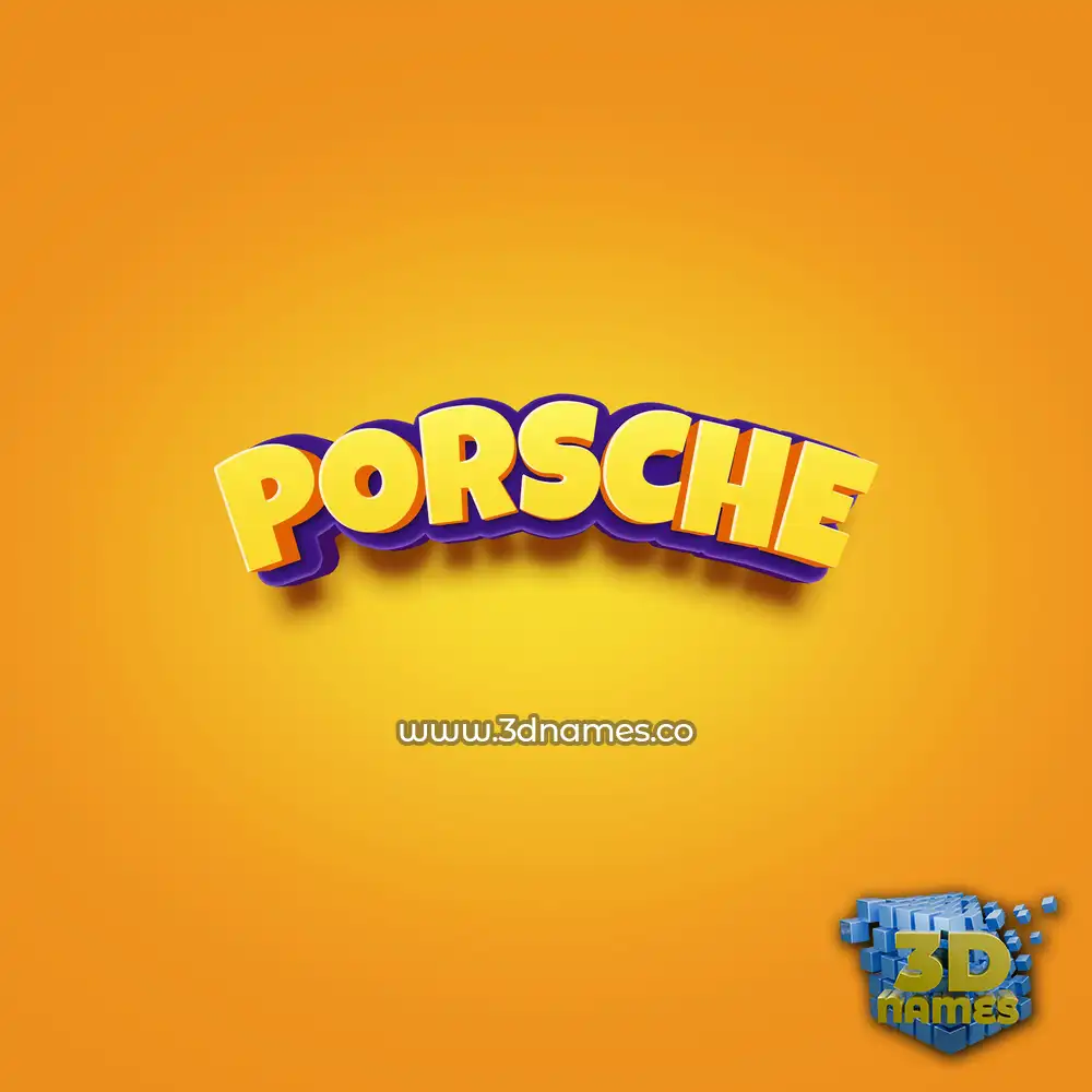 porsche in Orange Toon style - 3D name wallpaper