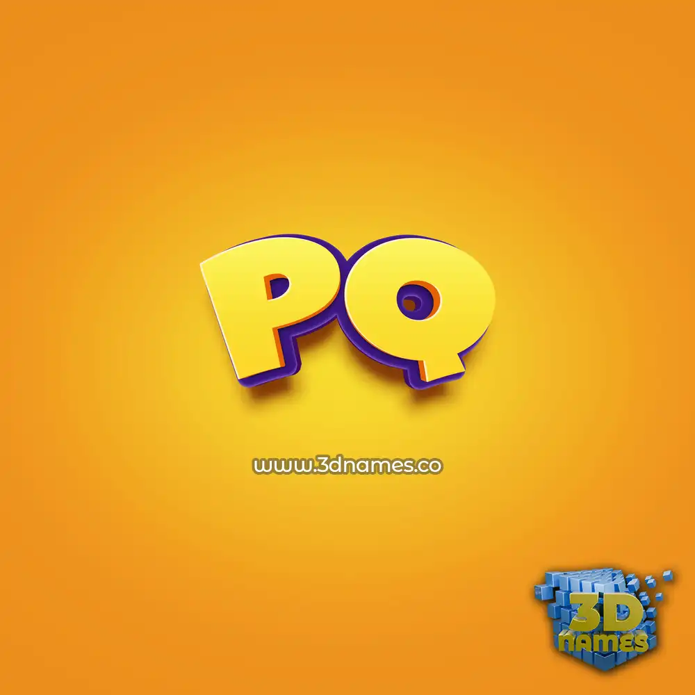 pq in Orange Toon style - 3D name wallpaper