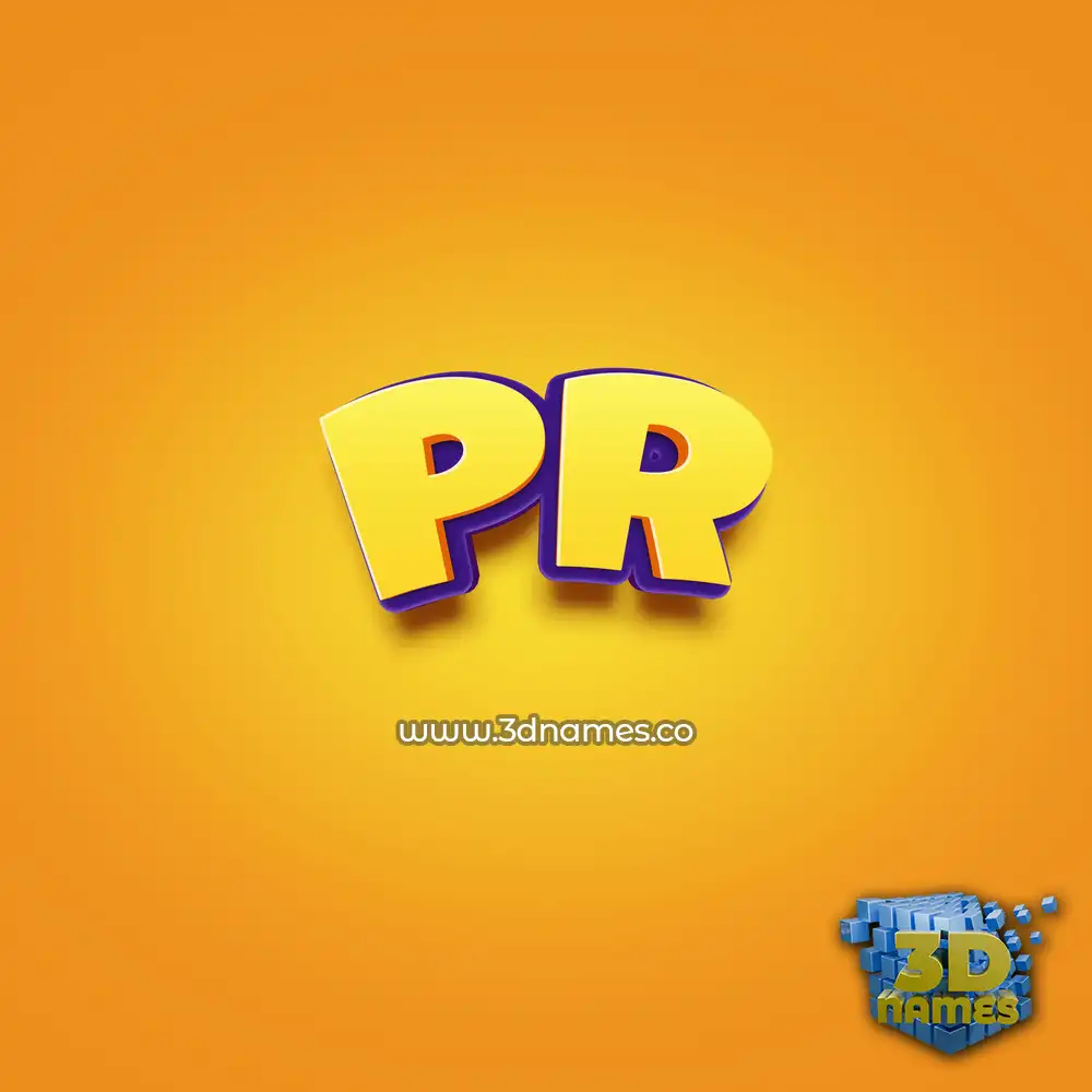pr in Orange Toon style - 3D name wallpaper