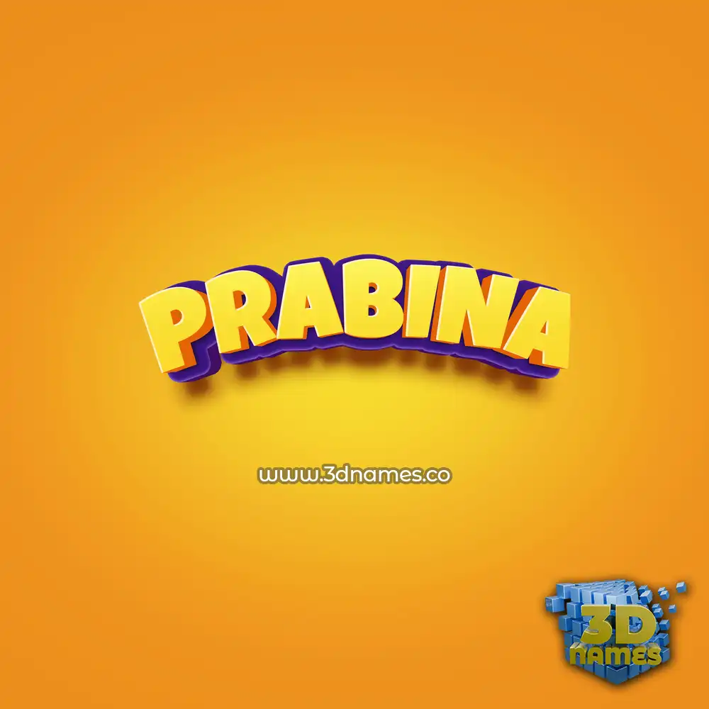 prabina in Orange Toon style - 3D name wallpaper